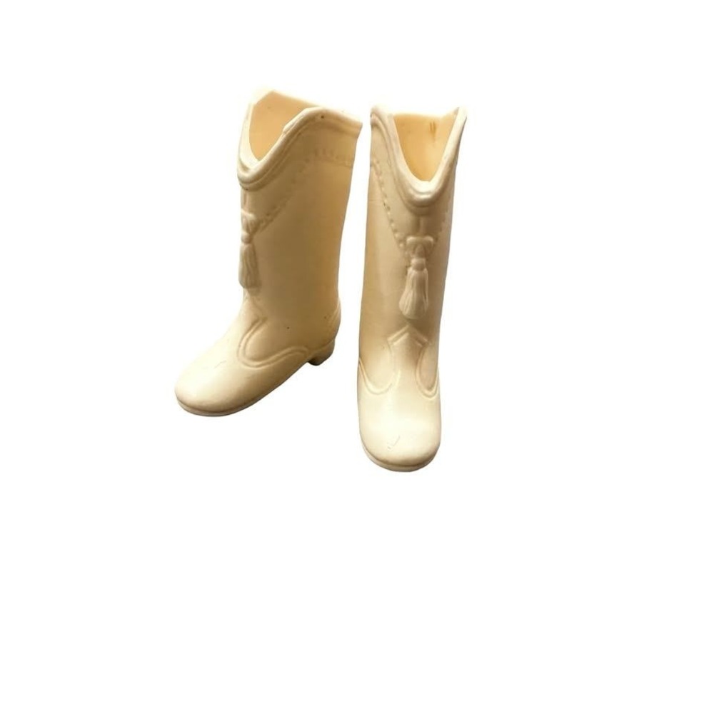 Vintage Barbie Size White Western Boots with Tassels